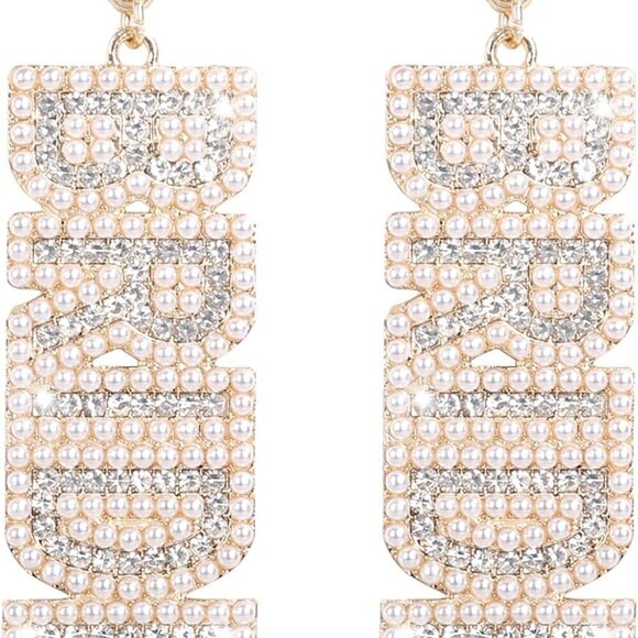 Jewelry - Bride Earrings Beaded Rhinestone Bridal Jewelry for Bachelorette Party